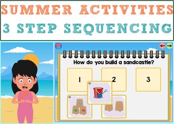 Preview of 3 Step Sequencing - Summer Activities BOOM CARDS