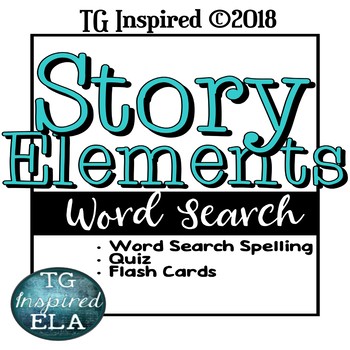 Preview of 3 Story Element activities: Spelling Word Search / Definition Quiz / Flash cards