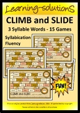 3 Syllable Words Board Game - 15 Boards CLIMB and SLIDE - 