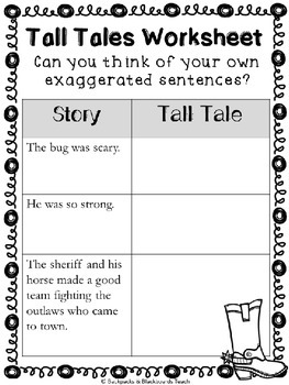 3 tall tales writing activities and worksheets tpt