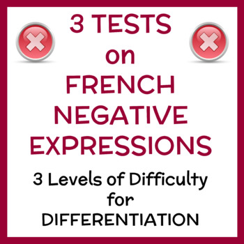 Preview of 3 Tests on French Negatives (Late Beginner, Intermediate & Advanced)