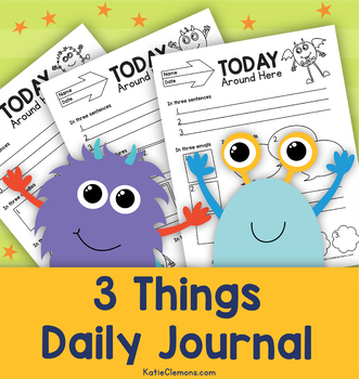 Preview of 3 Things Daily Journal: Morning Work Warm Up, Narrative Writing Prompts Diary