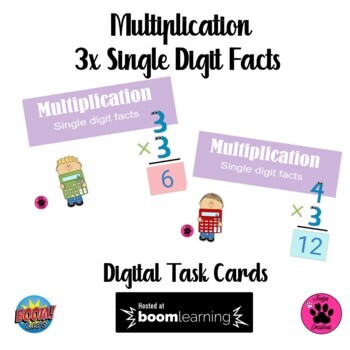 Preview of 3 Times Tables BOOM Cards - Digital Task Cards