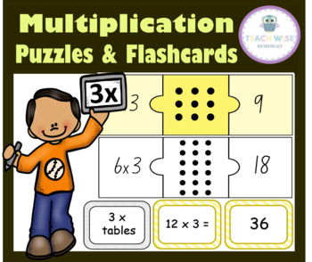 Preview of 3 Times Tables - Puzzles and Flashcards - Arrays & Multiplication Facts