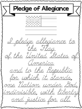 3 Trace the Pledge of Allegiance-Printed, Slant Text, and Cursive