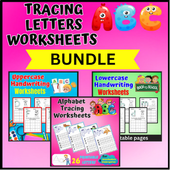 3 Tracing letter Worksheets A-Z (Printables) Bundle. Back to school.