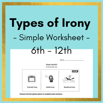 Preview of 3 Types of Irony - Worksheet Page Handout