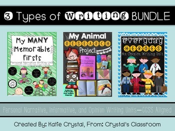 Preview of 3 Types of Writing BUNDLE: Personal Narrative, Informative, & Opinion Units