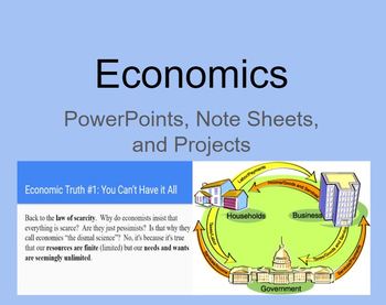Preview of 3 Units of Economic PowerPoints, Note Sheets, and 2 Projects