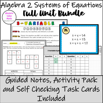 Preview of Three Variable System of Equations BUNDLE | Algebra 2 Review Activities | 