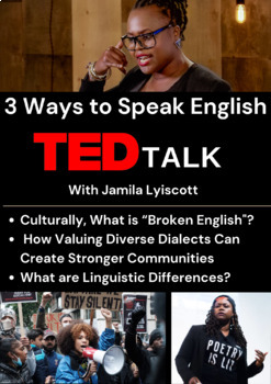 Preview of 3 Ways to Speak English - Short TED Talk | ESL-Listening, English, Women Studies
