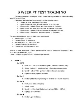Preview of 3 Week PT Test Training Regiment