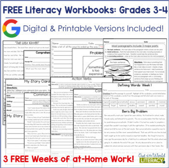 Preview of 3-Week Take Home Literacy Packet - Grades 3-4