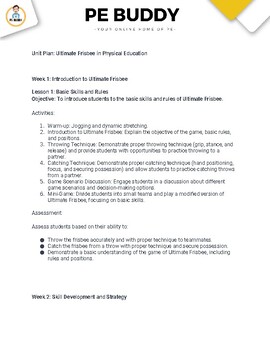 Preview of 3-Week Ultimate Frisbee Unit Plan + Lesson Plans: Editable Format