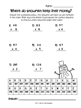 3 Winter Multiplication Riddles - 12 Days of Christmas Freebies - Day 5