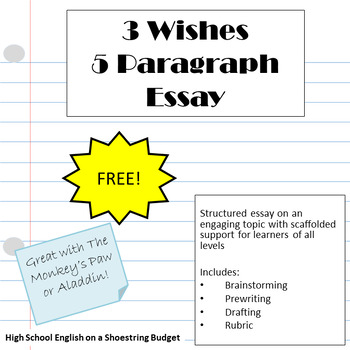 Preview of 3 Wishes 5 Paragraph Essay using Writing Process