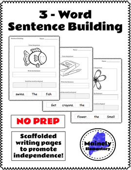Preview of 3 Word Sentence Building