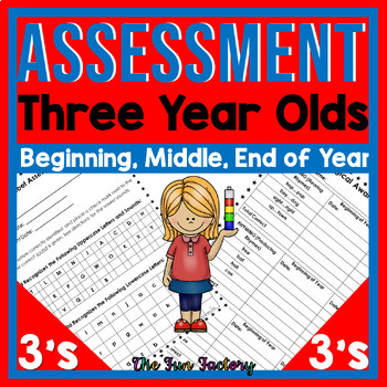 Preview of 3 Year Old Assessment - Preschool Assessment Literacy and Math - Back to School