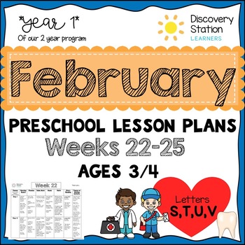 Preview of 3 Year Old Preschool FEBRUARY Lesson Plans