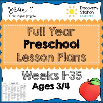 Preview of 3 Year Old Preschool FULL YEAR (35 weeks) Lesson Plans