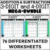 3 and 4 Digit Addition and Subtraction Worksheet Mega-Bundle