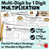 3 and 4 Digit by 1 Digit Multiplication {Partial Products 