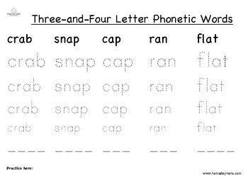 Preview of 3 and 4 Letter Phonetic Word Practice