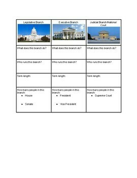 Preview of 3 branches of government comparison chart