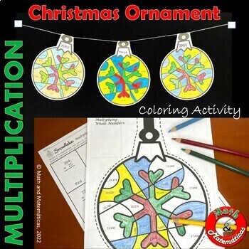 Preview of 3 by 2 digits Multiplication Christmas Coloring Page - Classroom Ornament Craft