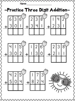 3 digit Addition and Subtraction withOUT regrouping printables | TpT