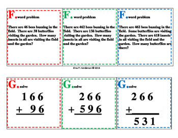 Preview of 3-digit addition and subtraction differentiated scoot
