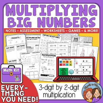 Preview of 3 digit by 2 digit Multiplication Standard Algorithm Math Kit