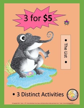 Preview of 3 for $5 |'The List' By Arnold Lobel| Companion Book Activities| Emma's Workshop