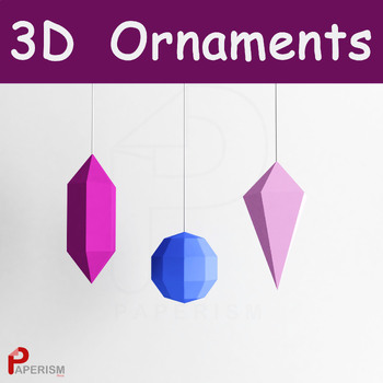 Preview of Holiday geometry crafts, 3 hanging geometric Ornaments, Classroom Decor, math 3d