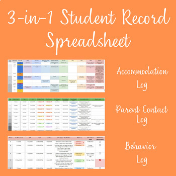 Preview of 3-in-1 Student Record (Accommodations, Contact, and Behavior)