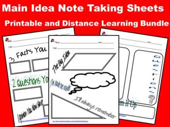 Preview of 3 in 1 - Taking Notes Sheets Printable and Google Classroom - Distance Learning