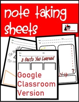 Preview of 3 in 1 - Taking Notes Worksheets for Google Classroom - Distance Learning
