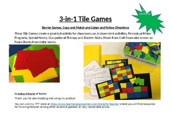 Preview of 3-in-1 Tile Games to Build Working Memory (Executive Function