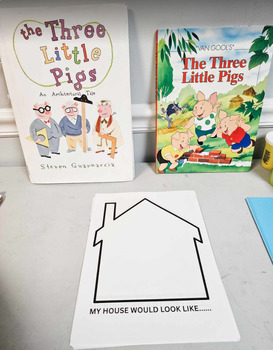 Preview of 3 little pigs coloring your own house worksheet