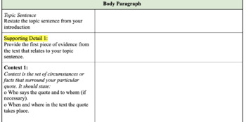 Preview of 3-paragraph ELA Essay Outline