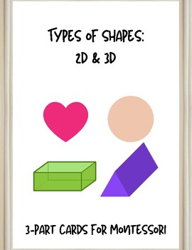 Preview of 3-part Montessori cards: 2D & 3D shapes