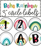 3" round Boho Rainbow classroom table numbers, labels, org