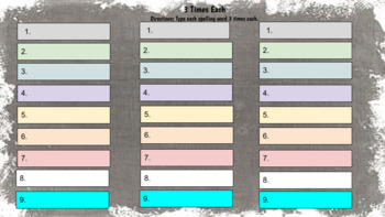 Preview of 3 times each spelling word practice activity 