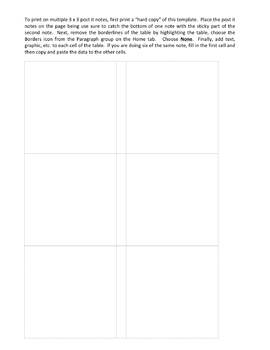 3 x 3 print on post it note Template by Kelli Brooke TPT