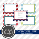 3" x 4" EDITABLE PRINTABLE Labels - Poppies Chevron Collection