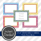 3" x 4" EDITABLE PRINTABLE Labels - Rainbow Chevron Collection