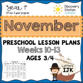 Preview of 3 year old Preschool NOVEMBER Lesson Plans (Weeks 10-13)
