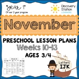 3 year old Preschool NOVEMBER Lesson Plans (Weeks 10-13)