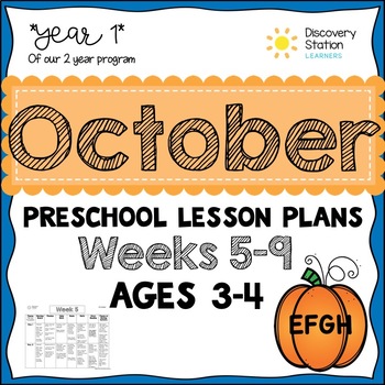 Preview of 3 year old Preschool OCTOBER Lesson Plans (Weeks 5-9)