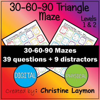 Preview of 30-60-90 Special Right Triangles Maze (Levels 1 & 2)